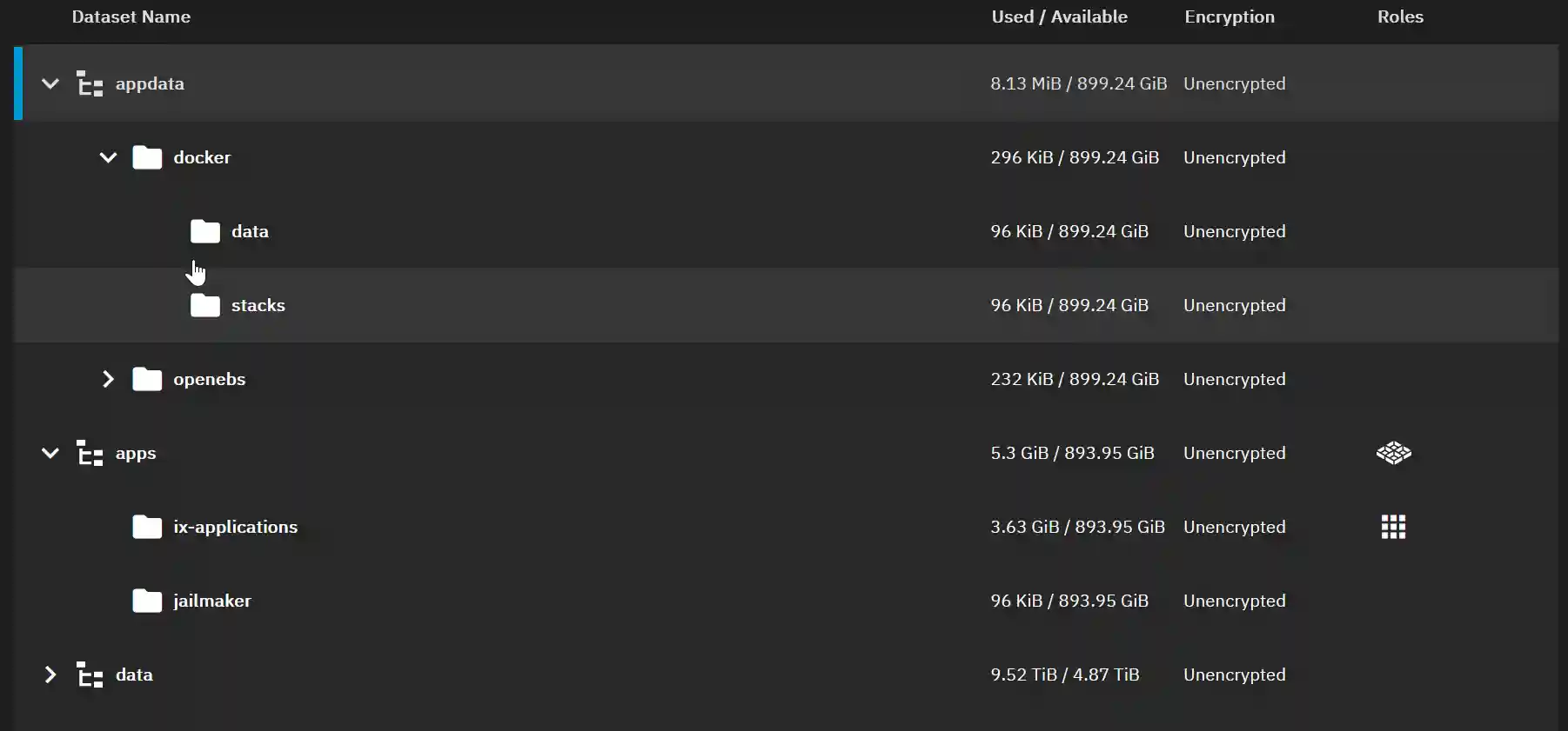 A screenshot of a file management interface showing various datasets and their details.